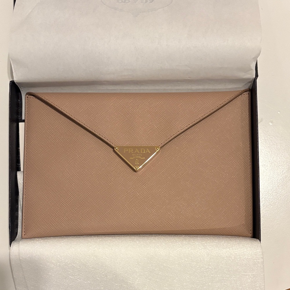 Prada Saffiano Leather Envelope Clutch